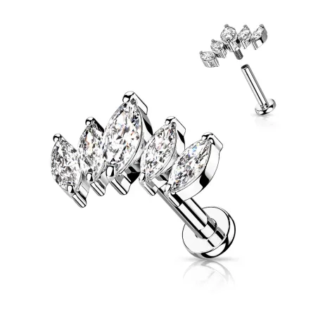 Piercing oreille éventail 5 marquises blanches