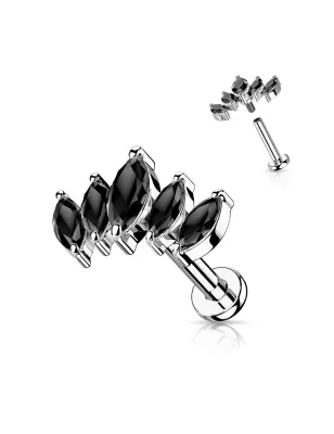 Piercing oreille éventail 5 marquises noires