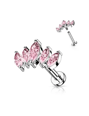 Piercing oreille éventail 5 marquises rose