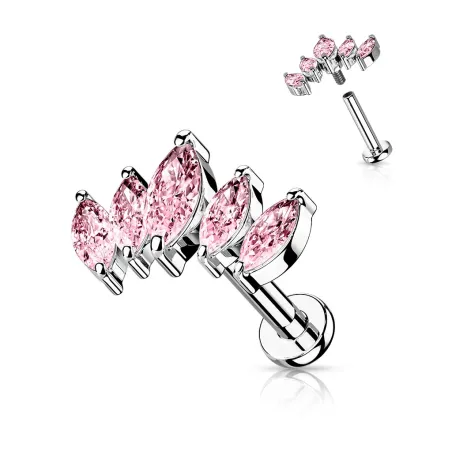 Piercing oreille éventail 5 marquises rose