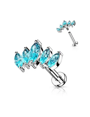 Piercing oreille éventail 5 marquises turquoise