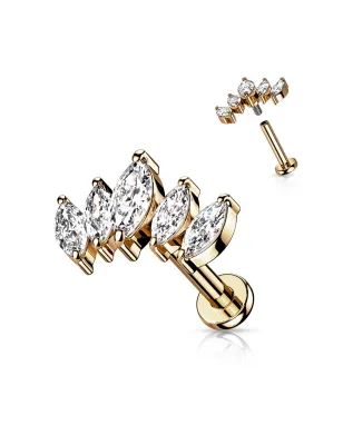 Piercing oreille rosé éventail 5 marquises blanches