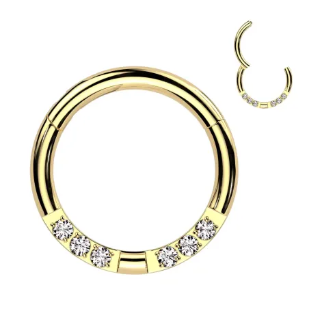 Piercing anneau doré six strass (daith, septum)