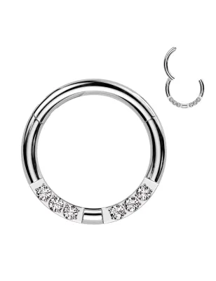 Piercing anneau acier six strass (daith, septum)