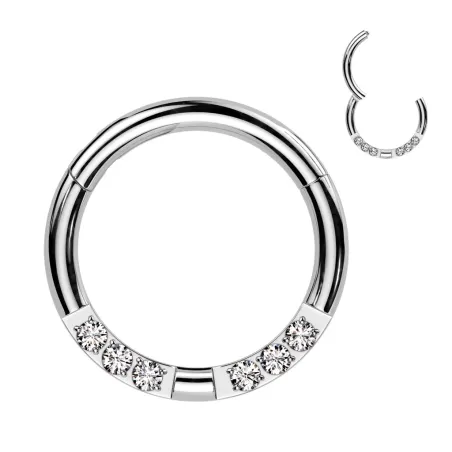 Piercing anneau acier six strass (daith, septum)