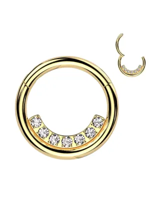 Piercing anneau doré ligne de strass (daith, septum)