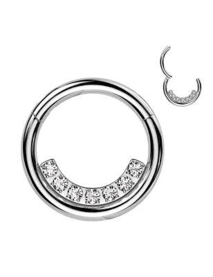 Piercing anneau acier ligne de strass (daith, septum)