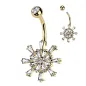 Piercing nombril doré roue de bateau strass