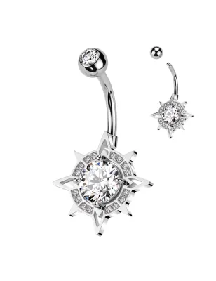 Piercing nombril boussole pavée de strass