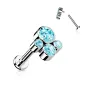 Piercing oreille labret titane cluster 4 pierres turquoise