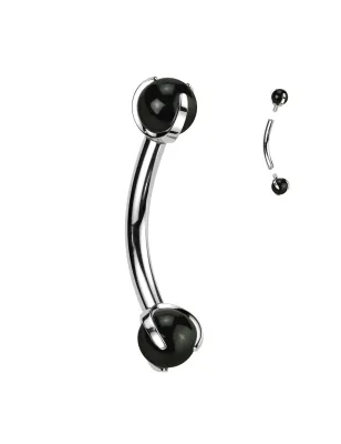 Piercing arcade en titane astm f136 avec onyx noires