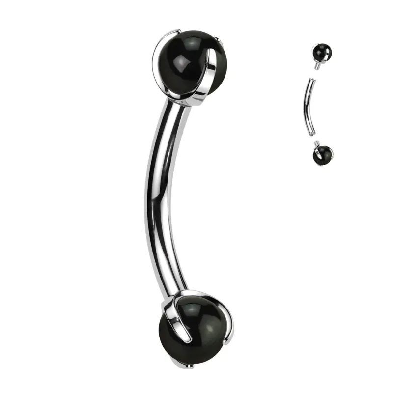 Piercing arcade en titane astm f136 avec onyx noires