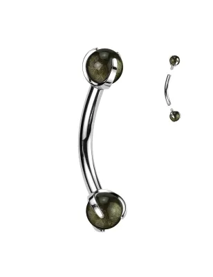 Piercing arcade en titane astm f136 avec obsidienne