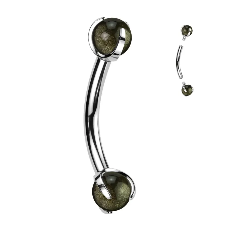 Piercing arcade en titane astm f136 avec obsidienne