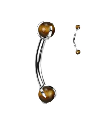 Piercing arcade en titane astm f136 avec oeil de tigre