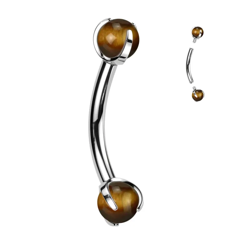 Piercing arcade en titane astm f136 avec oeil de tigre