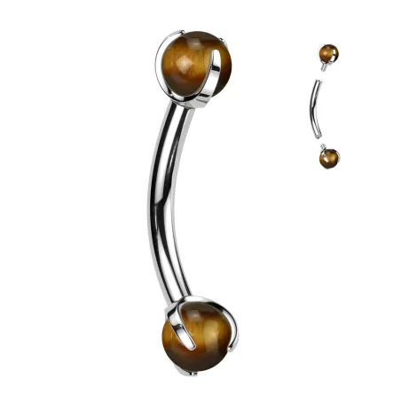 Piercing arcade en titane astm f136 avec oeil de tigre