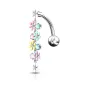 Piercing nombril inversé acier fleurs multicolores