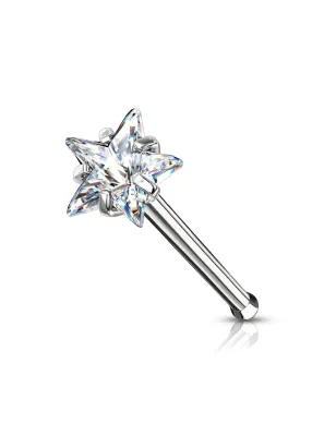 Piercing nez tige droite zircon blanc étoile