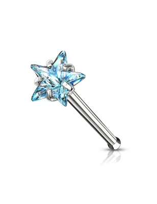 Piercing nez tige droite zircon turquoise étoile