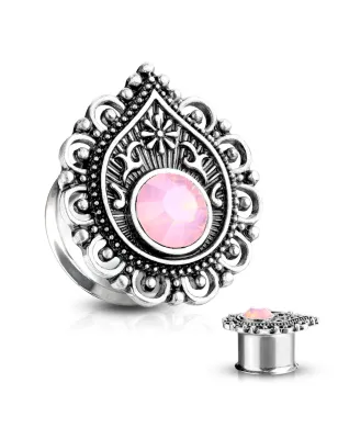 Piercing tunnel filigrane opalite rose larme