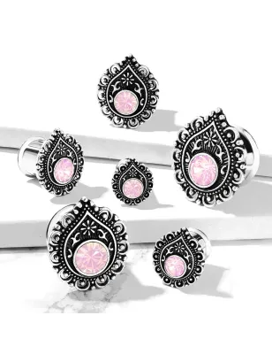 Piercing tunnel filigrane opalite rose larme