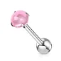 Piercing langue zirconium cabochon rose