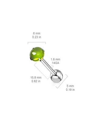 Piercing langue zirconium cabochon vert