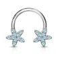 Piercing fer à cheval fleurs zircon turquoise (oreille, daith, septum)