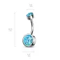 Piercing nombril double zircon turquoise chaton estampillé