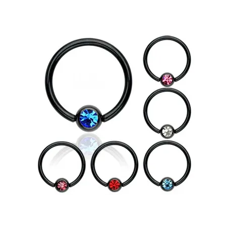 Piercing Anneau Captif Titane Noir Strass