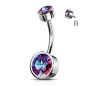 Piercing nombril double zircon vitrail chaton estampillé