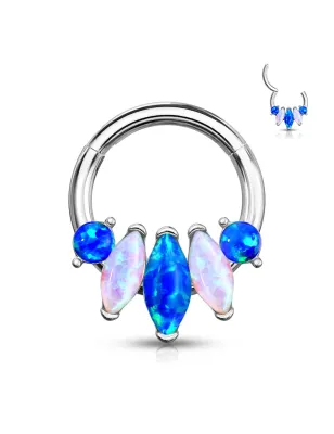 Piercing anneau daith septum éventail d'opales