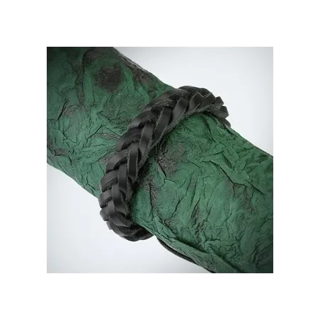 Bracelet Homme en Cuir Noir Brins Tressés Croisés