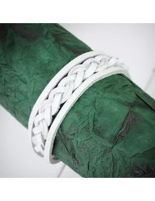 Bracelet Homme en Cuir blanc Tressé