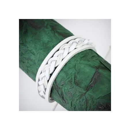 Bracelet Homme en Cuir blanc Tressé