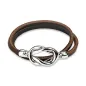 Bracelet cuir marron noeud acier