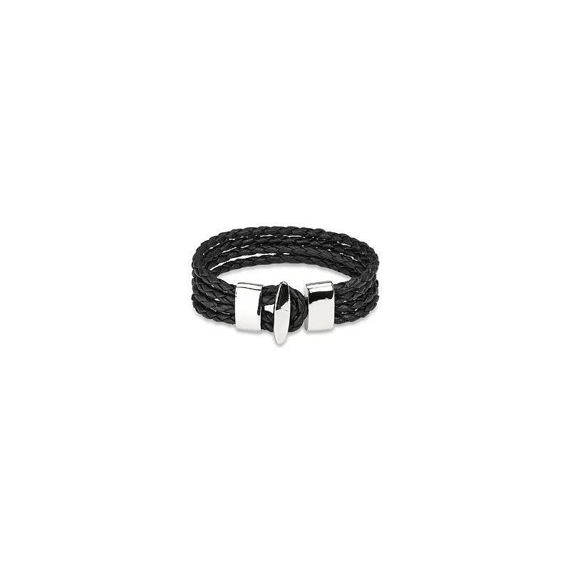 Bracelet cuir noir 4 cordes