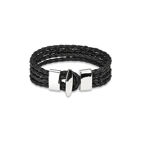 Bracelet cuir noir 4 cordes