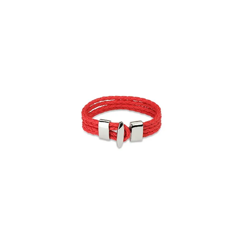 Bracelet cuir rouge 4 cordes