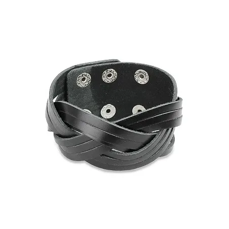 Bracelet homme cuir noir entrelacé