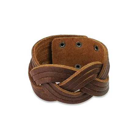 Bracelet homme cuir marron entrelacé