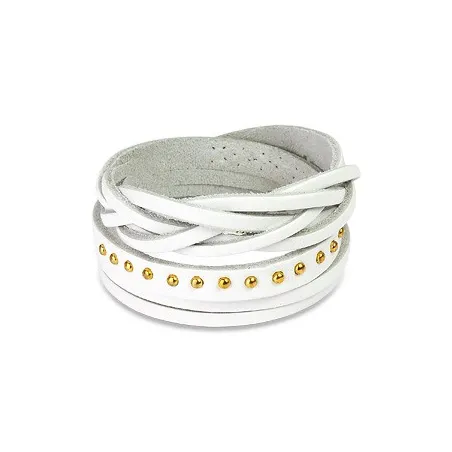 Bracelet cuir blanc multi brins