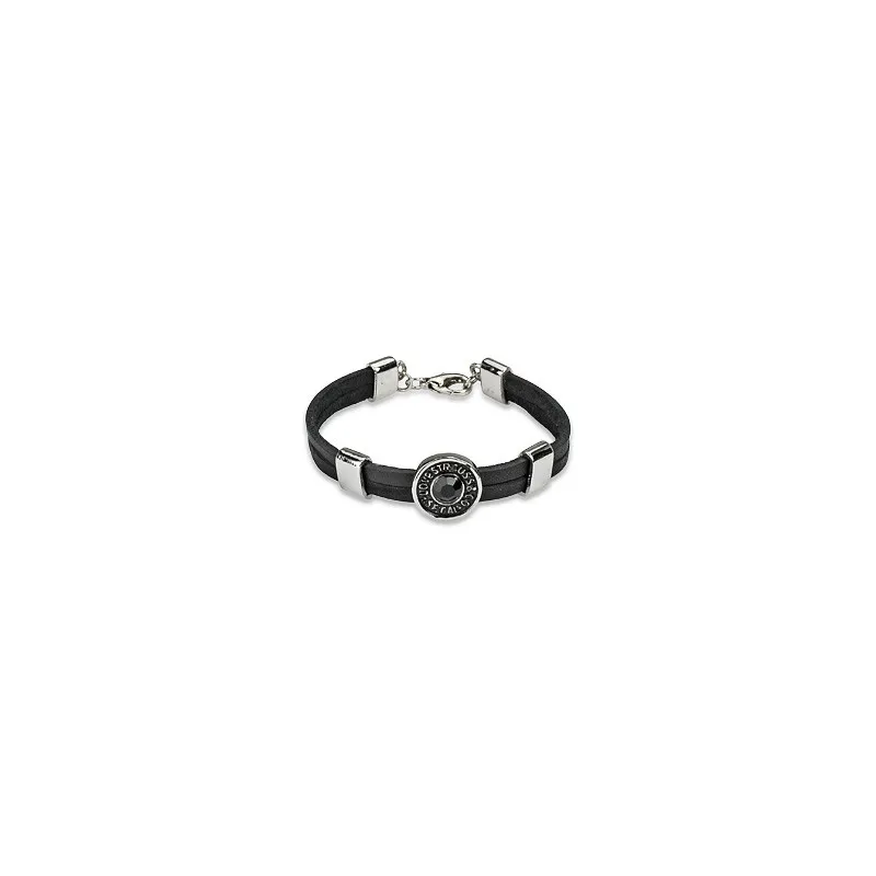 Bracelet cuir noir gemme