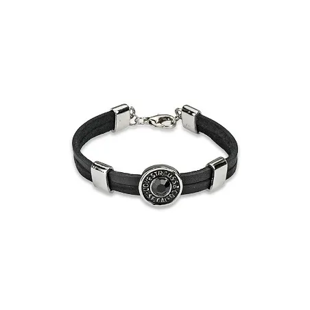 Bracelet cuir noir gemme