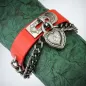 Bracelet cuir rouge cadenas coeur