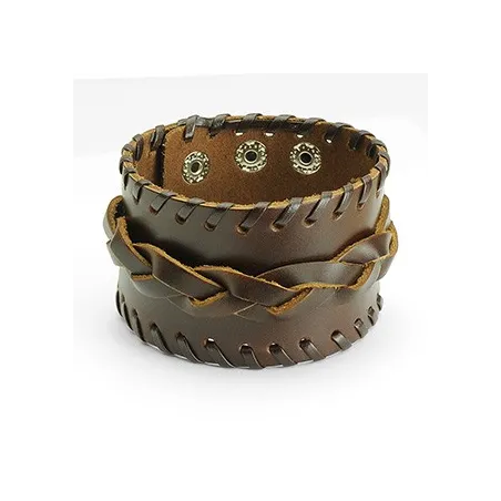 Bracelet homme cuir marron large