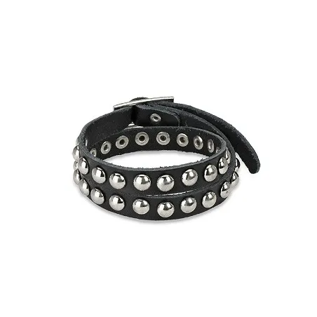 Bracelet cuir noir dômes