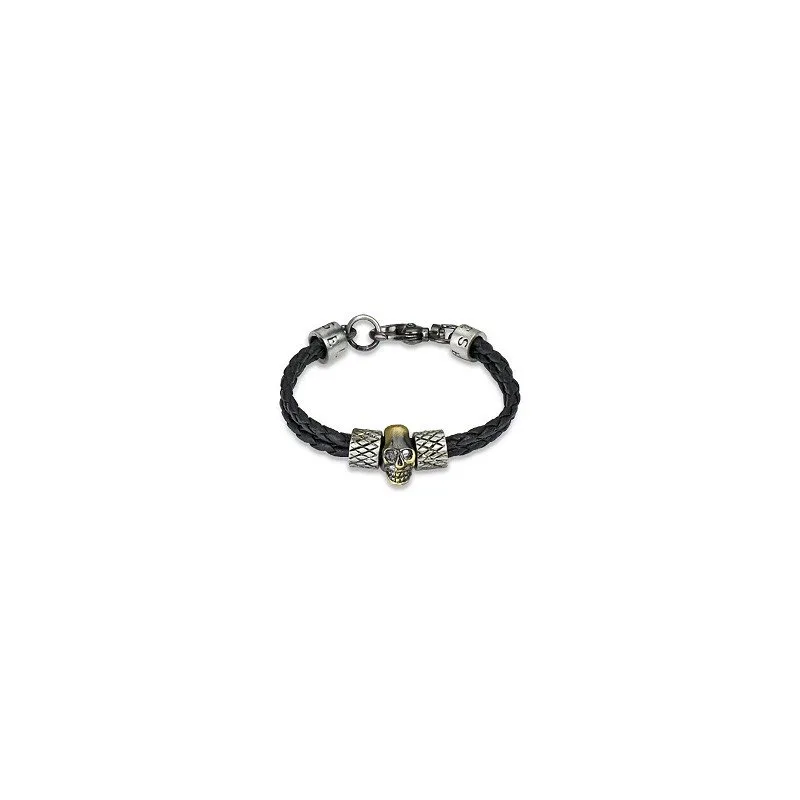 Bracelet homme cuir tête de mort