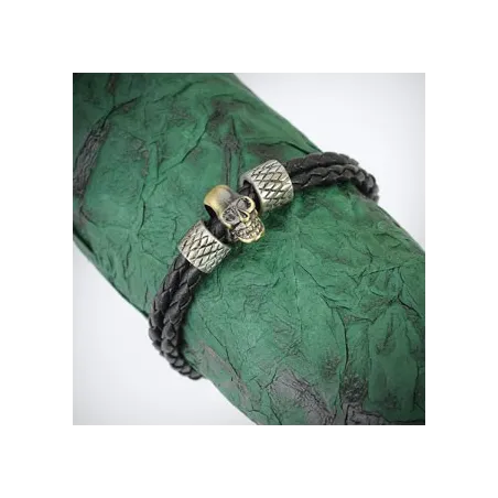 Bracelet homme cuir tête de mort